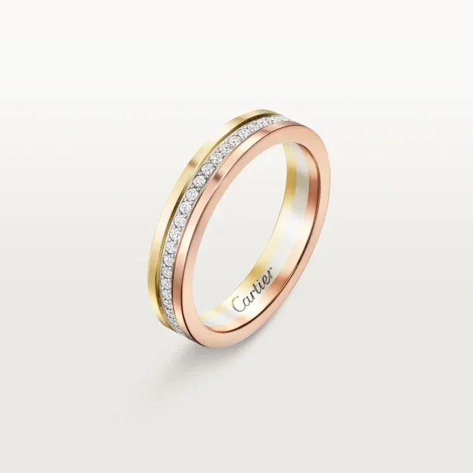 Alianza Trinity – Oro blanco, oro amarillo, oro rosa, diamantes – Cartier