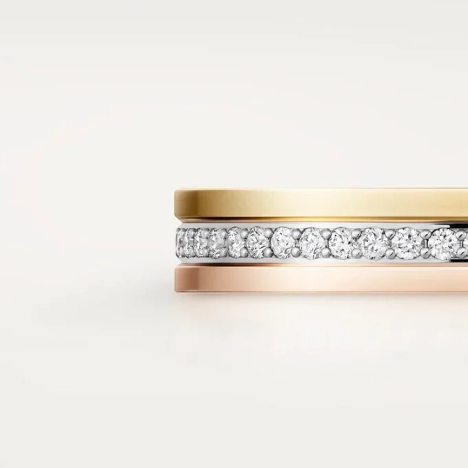 Alianza Trinity – Oro blanco, oro amarillo, oro rosa, diamantes – Cartier