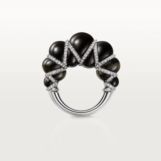 Anillo Cartier Libre Tressage, obsidiana, diamantes