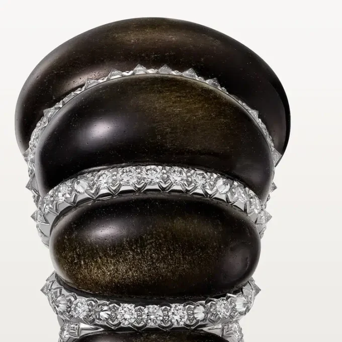 Anillo Cartier Libre Tressage, obsidiana, diamantes