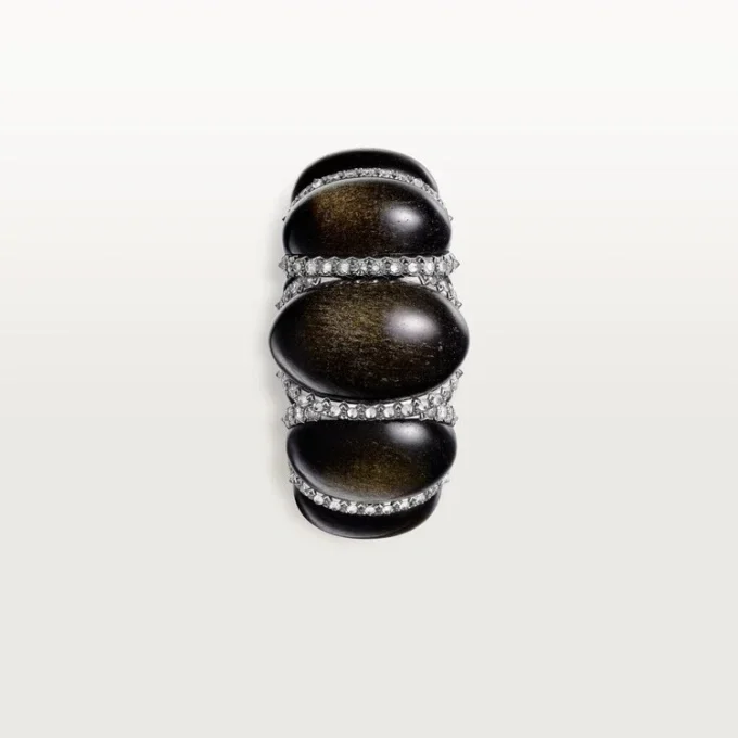 Anillo Cartier Libre Tressage, obsidiana, diamantes