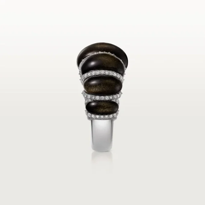 Anillo Cartier Libre Tressage, obsidiana, diamantes