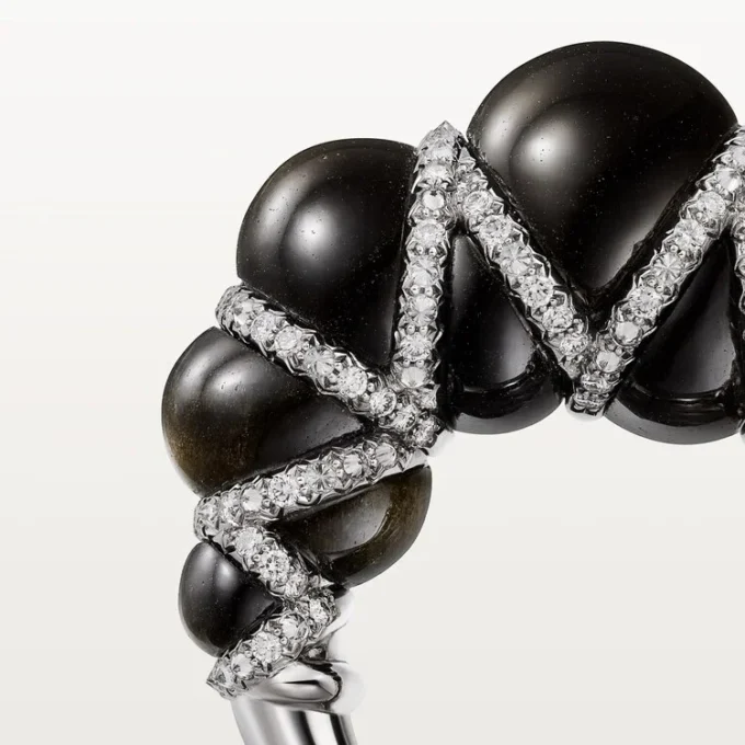 Anillo Cartier Libre Tressage, obsidiana, diamantes