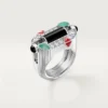 Anillo Geometrie & Contrastes, crisoprasa, pavé