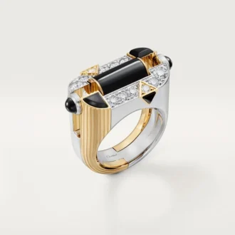 Anillo Geometrie & Contrastes, ónix, pavé