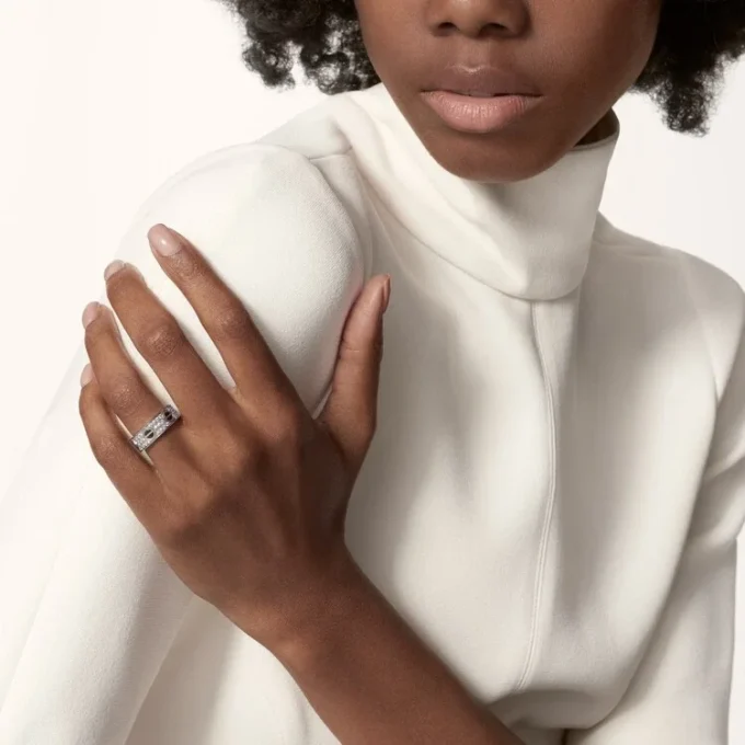 Anillo Love, con pavé de diamantes, cerámica – Oro blanco, cerámica, diamantes – Cartier