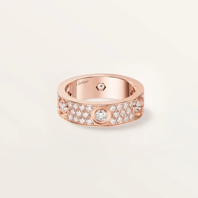 Anillo Love, modelo clásico, pavé, 6 diamantes