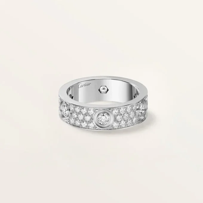 Anillo Love, modelo clásico, pavé, 6 diamantes