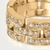Anillo Maillon Panthere, 3 filas con medio pavé de diamantes – Oro amarillo, diamantes – Cartier