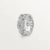 Anillo Maillon Panthere, 3 filas con medio pavé de diamantes – Oro blanco, diamantes – Cartier