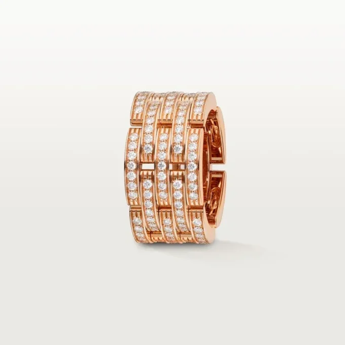 Anillo Maillon Panthere, cinco filas, pavé