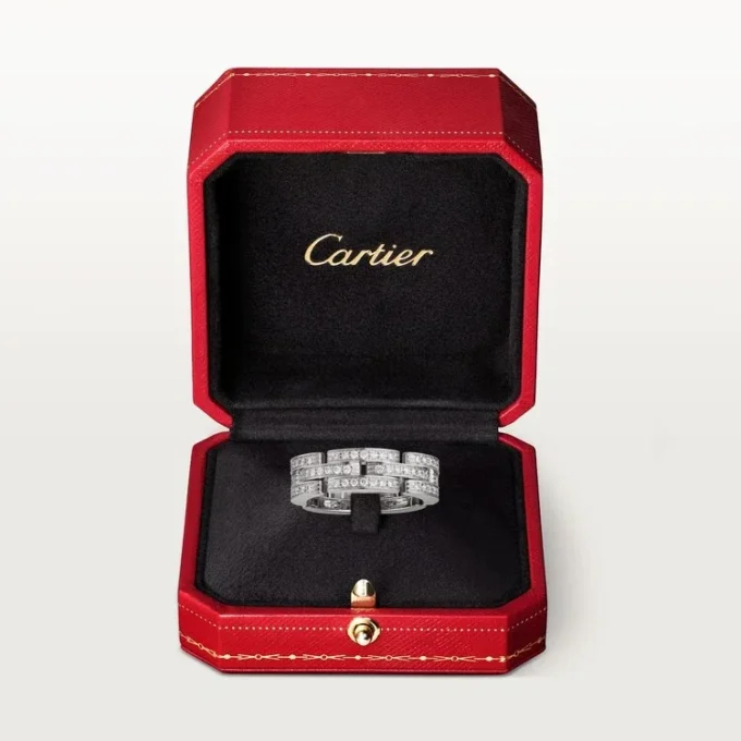 Anillo Maillon Panthere, triple fila, pavé