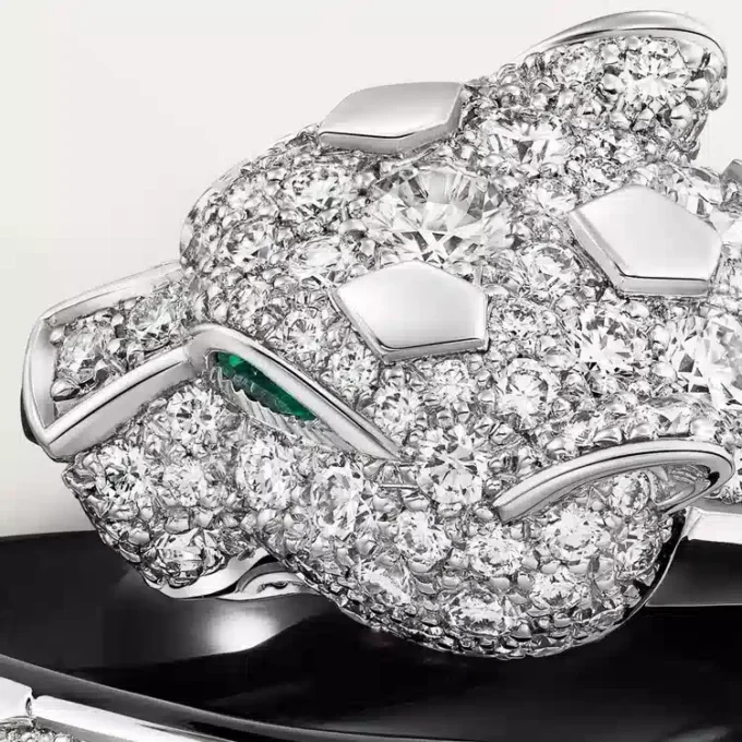 Anillo Panthere De Cartier, laca negra, pavé