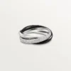 Anillo Trinity, cerámica, modelo pequeño, medio pavé