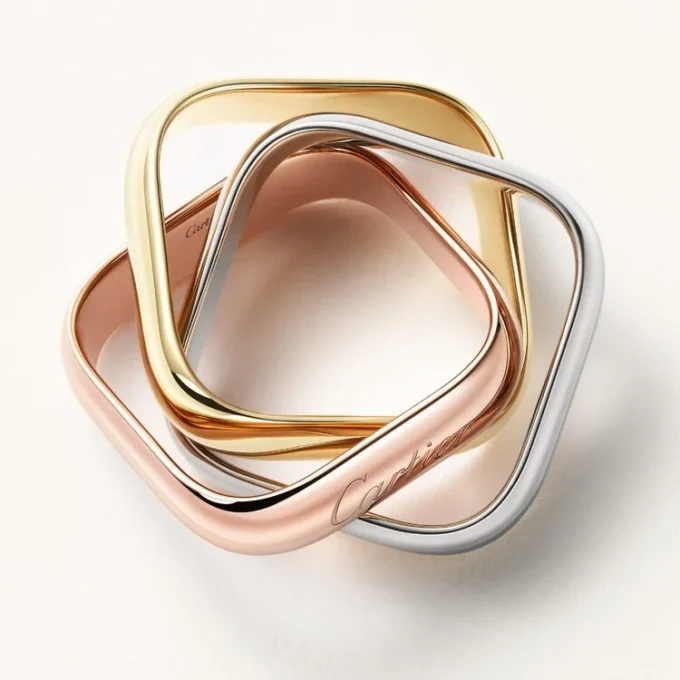 Anillo Trinity, forma cojín, modelo grande