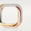 Anillo Trinity, forma cojín, modelo grande, medio pavé