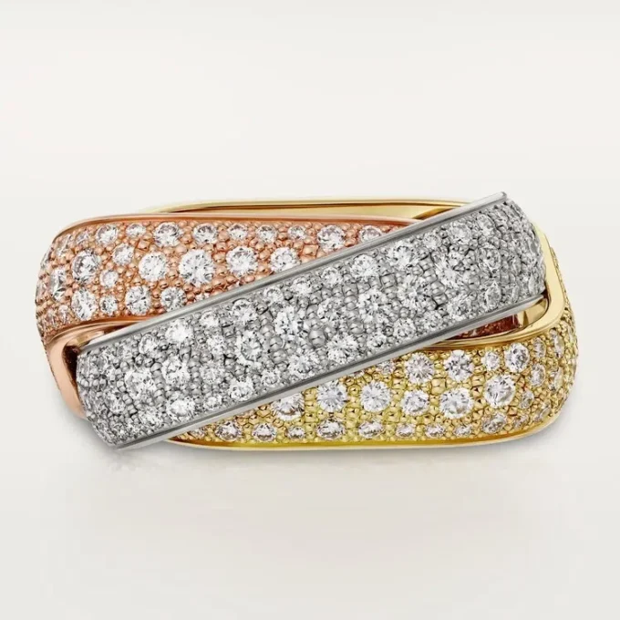 Anillo Trinity, forma cojín, modelo grande, pavé