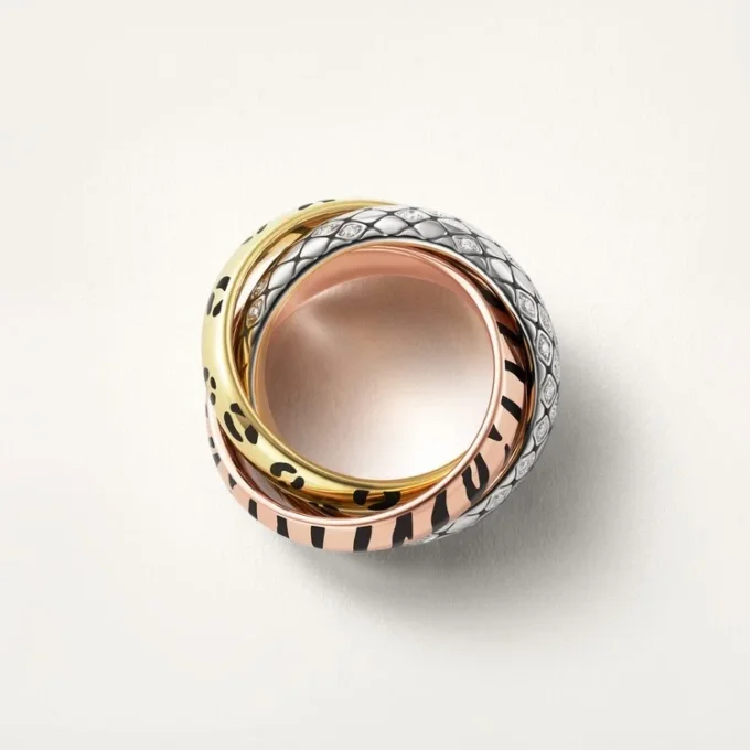 Anillo Trinity, laca, semipavé