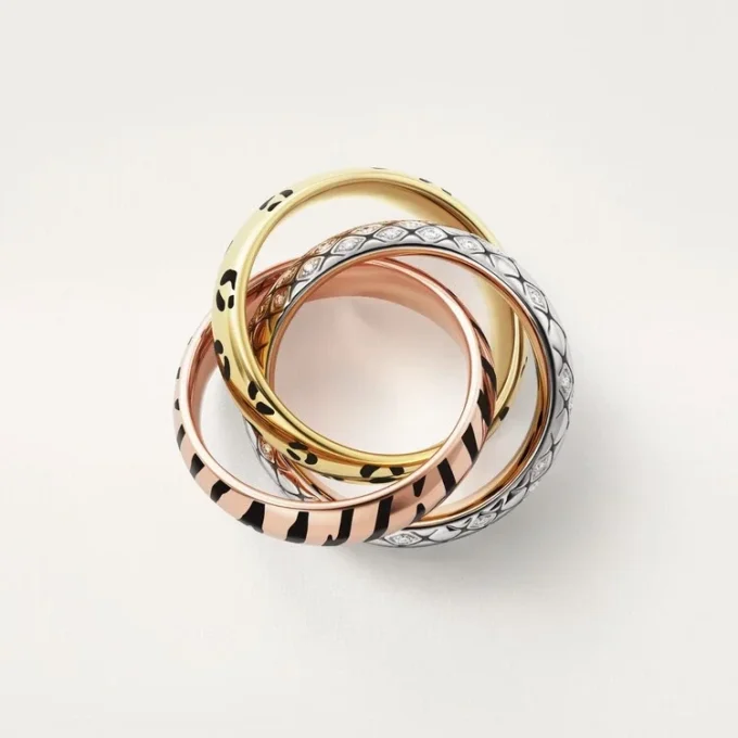Anillo Trinity, laca, semipavé