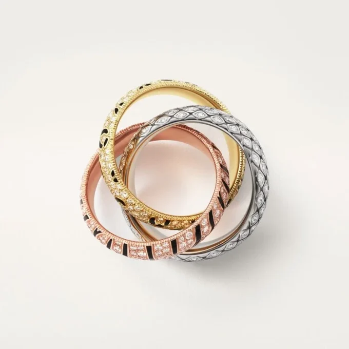 Anillo Trinity, lacado, pavé