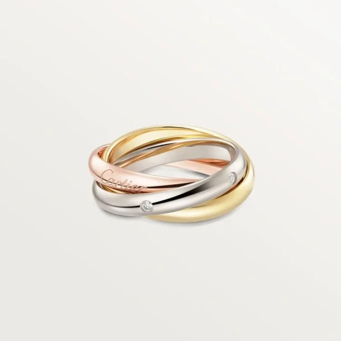 Anillo Trinity, modelo clásico, 5 diamantes