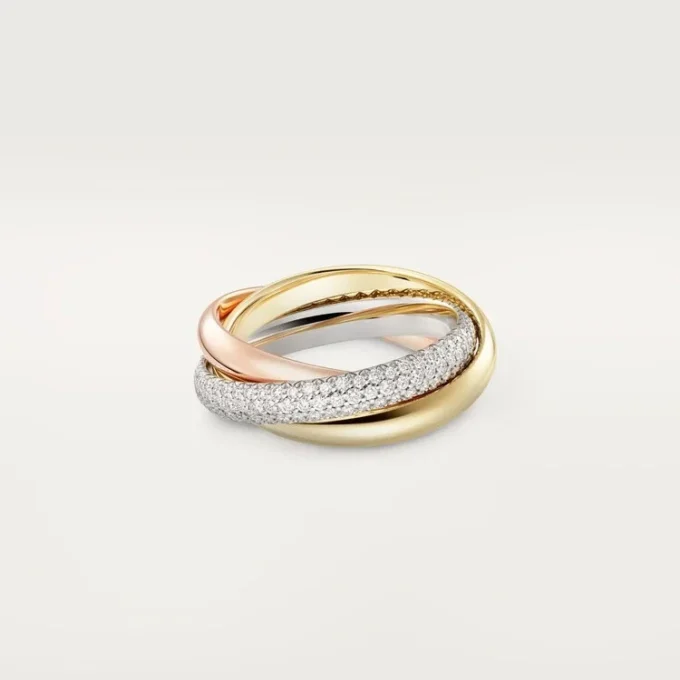Anillo Trinity, modelo clásico, semipavé