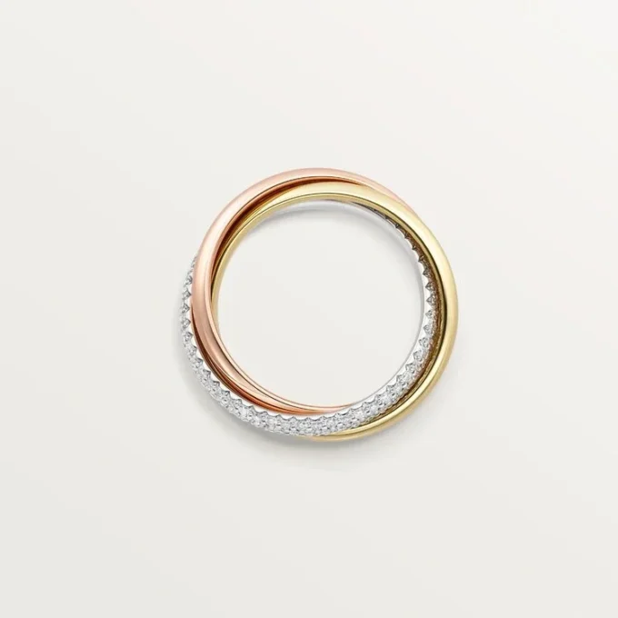 Anillo Trinity, modelo clásico, semipavé