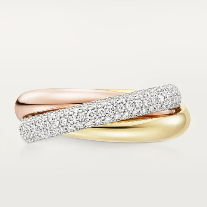 Anillo Trinity, modelo clásico, semipavé