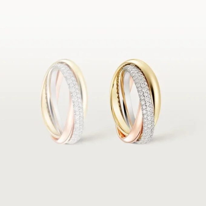 Anillo Trinity, modelo clásico, semipavé