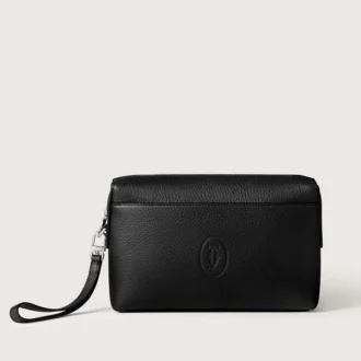Bolsa cuadrada, Must de Cartier – Piel de becerro negra, acabado en paladio – Cartier