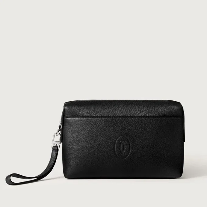 Bolsa cuadrada, Must de Cartier – Piel de becerro negra, acabado en paladio – Cartier