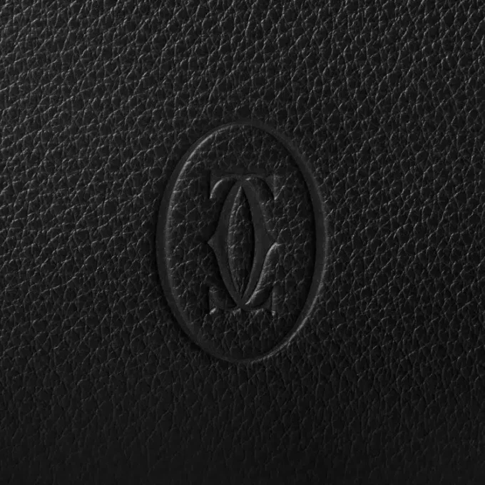 Bolsa cuadrada, Must de Cartier – Piel de becerro negra, acabado en paladio – Cartier