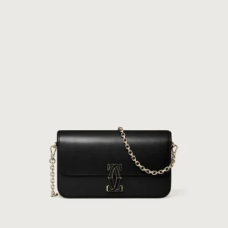 Bolso de cadena mini, Double C de Cartier – Piel de becerro negra, acabado en oro y esmalte negro – Cartier