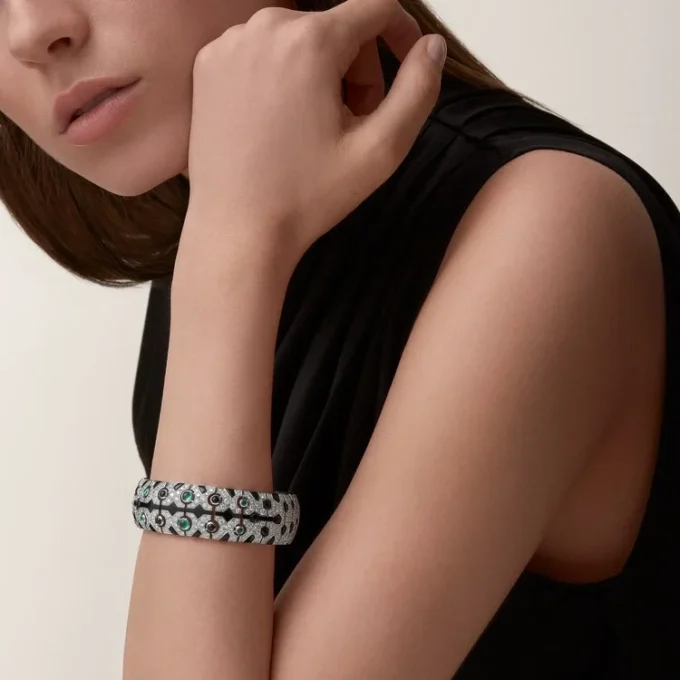 Brazalete Panthere De Cartier, esmeralda, pavé