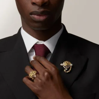 Broche Faune Et Flore De Cartier, diamantes amarillos, naranjas y marrones, pavé