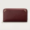 Cartera internacional con cremallera, Must De Cartier – Piel de becerro burdeos, acabado dorado – Cartier