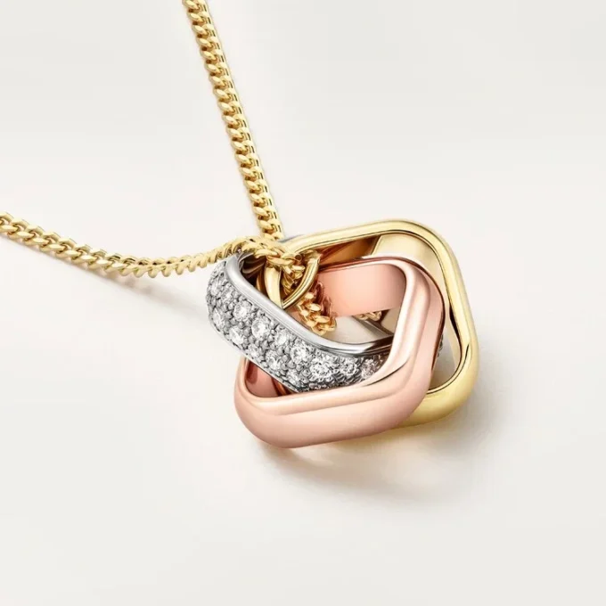 Colgante Trinity, forma cojín, semipavé