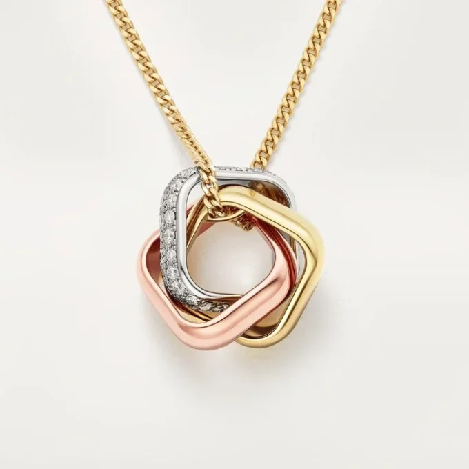 Colgante Trinity, forma cojín, semipavé