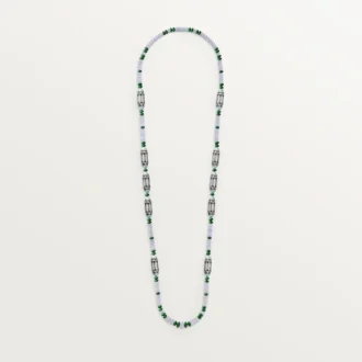 Collar de alta joyería – Oro blanco, calcedonia, skarn, turquesa, laca negra, diamantes – Cartier