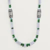 Collar de alta joyería – Oro blanco, calcedonia, skarn, turquesa, laca negra, diamantes – Cartier