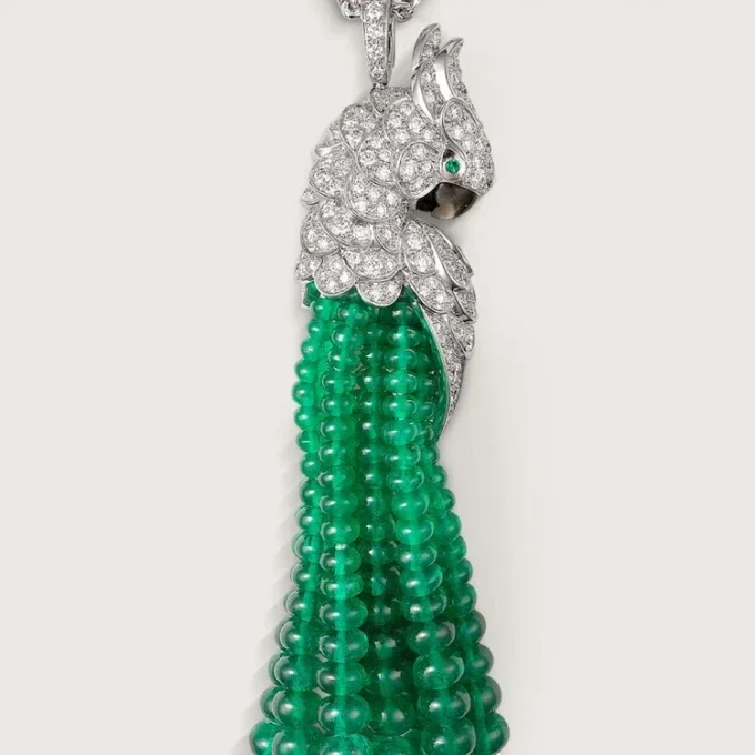 Collar Faune et Flore de Cartier, cuentas de esmeralda, pavé