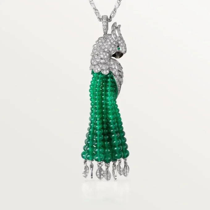 Collar Faune et Flore de Cartier, cuentas de esmeralda, pavé