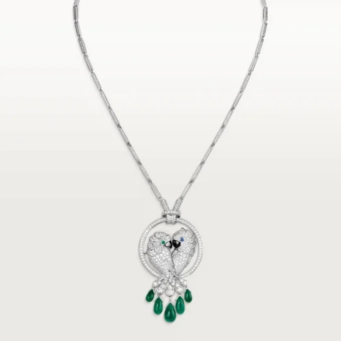 Collar Faune Et Flore De Cartier, gotas de esmeralda, pavé