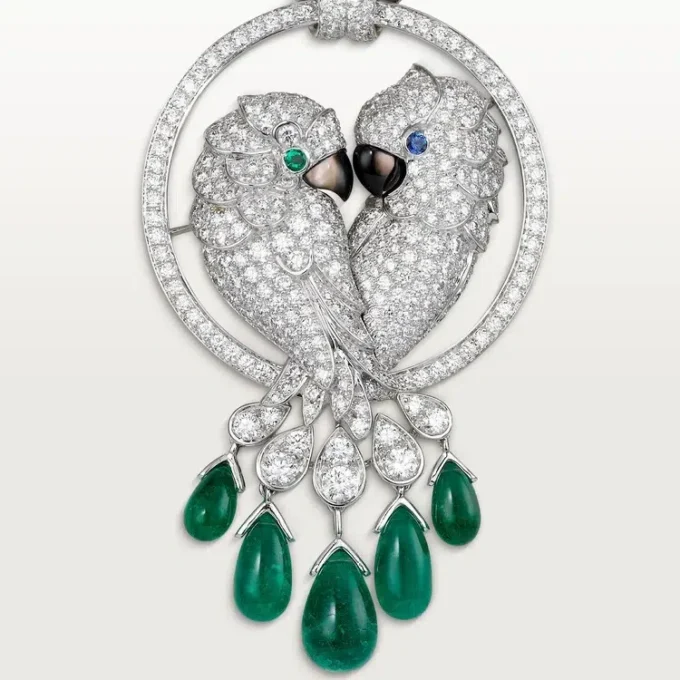 Collar Faune Et Flore De Cartier, gotas de esmeralda, pavé