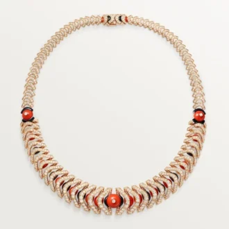 Collar Geometrie & Contrastes, coral, pavé