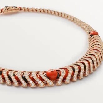 Collar Geometrie & Contrastes, coral, pavé