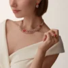 Collar Geometrie & Contrastes, coral, pavé