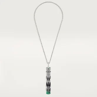 Collar largo Panthere de Cartier, esmeralda, multiuso, modelo grande, pavé
