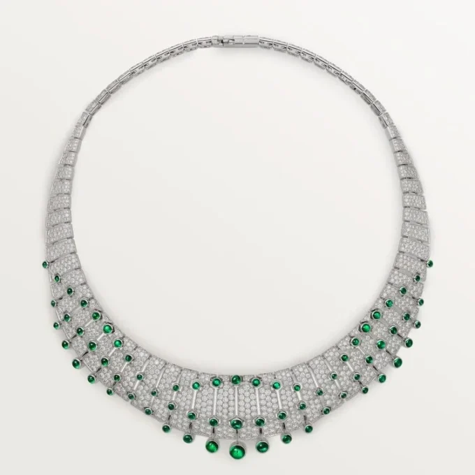 Collar «Le Voyage Recommence», esmeraldas, pavé