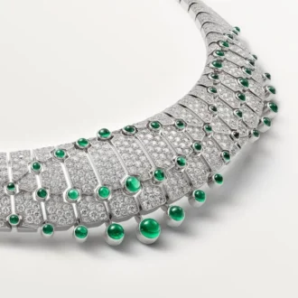 Collar «Le Voyage Recommence», esmeraldas, pavé
